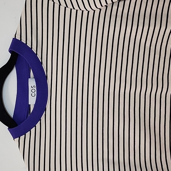 COS 100% Cotton Striped Long Sleeve Heavyweight T Shirt Size Small - Picture 5 of 16